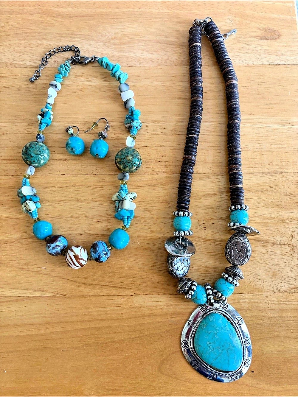 Chunky Costume Turquoise Beaded Necklaces & Earrings